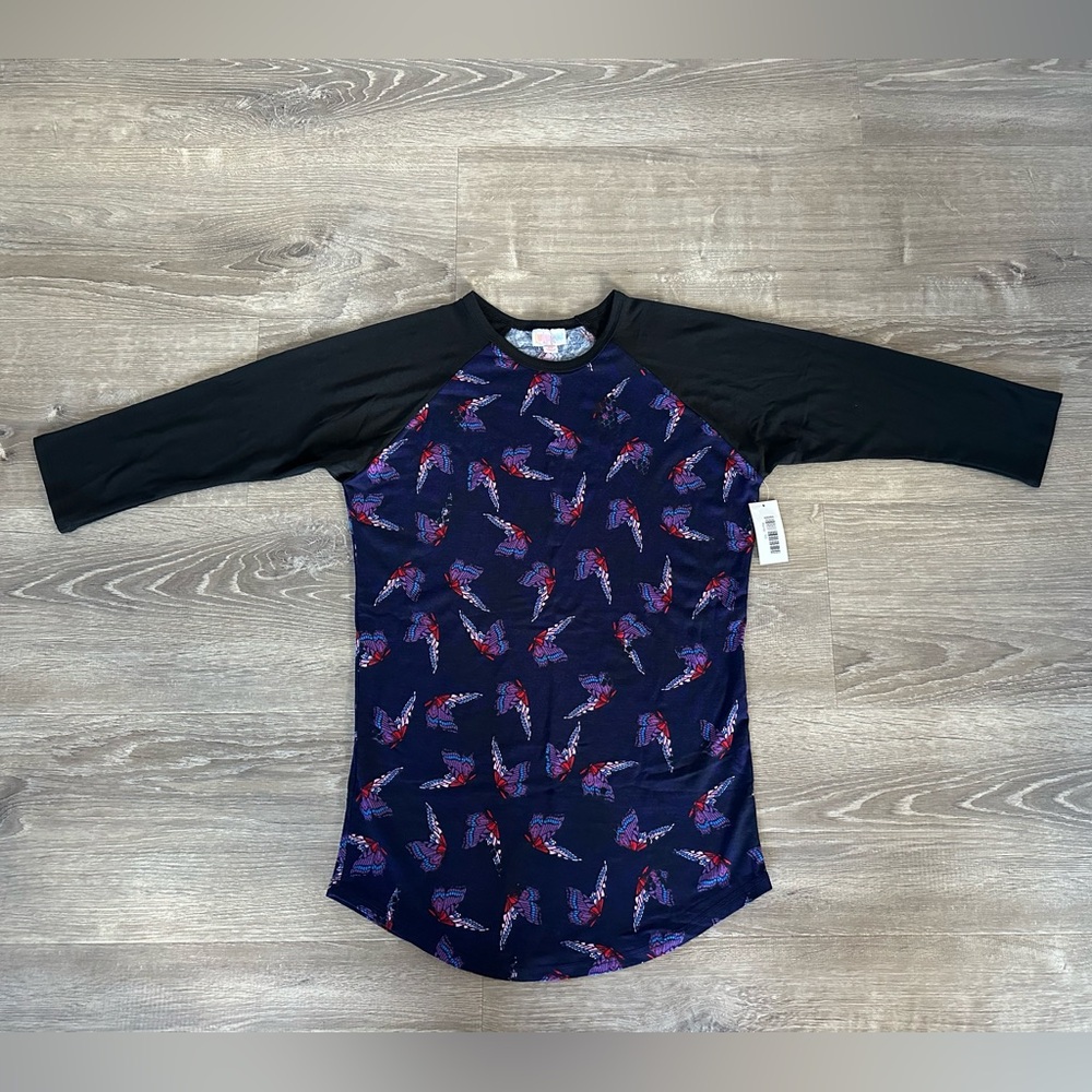 Lularoe Butterfly Randy 3/4 Sleeve Baseball Tee Size XS New with Tags